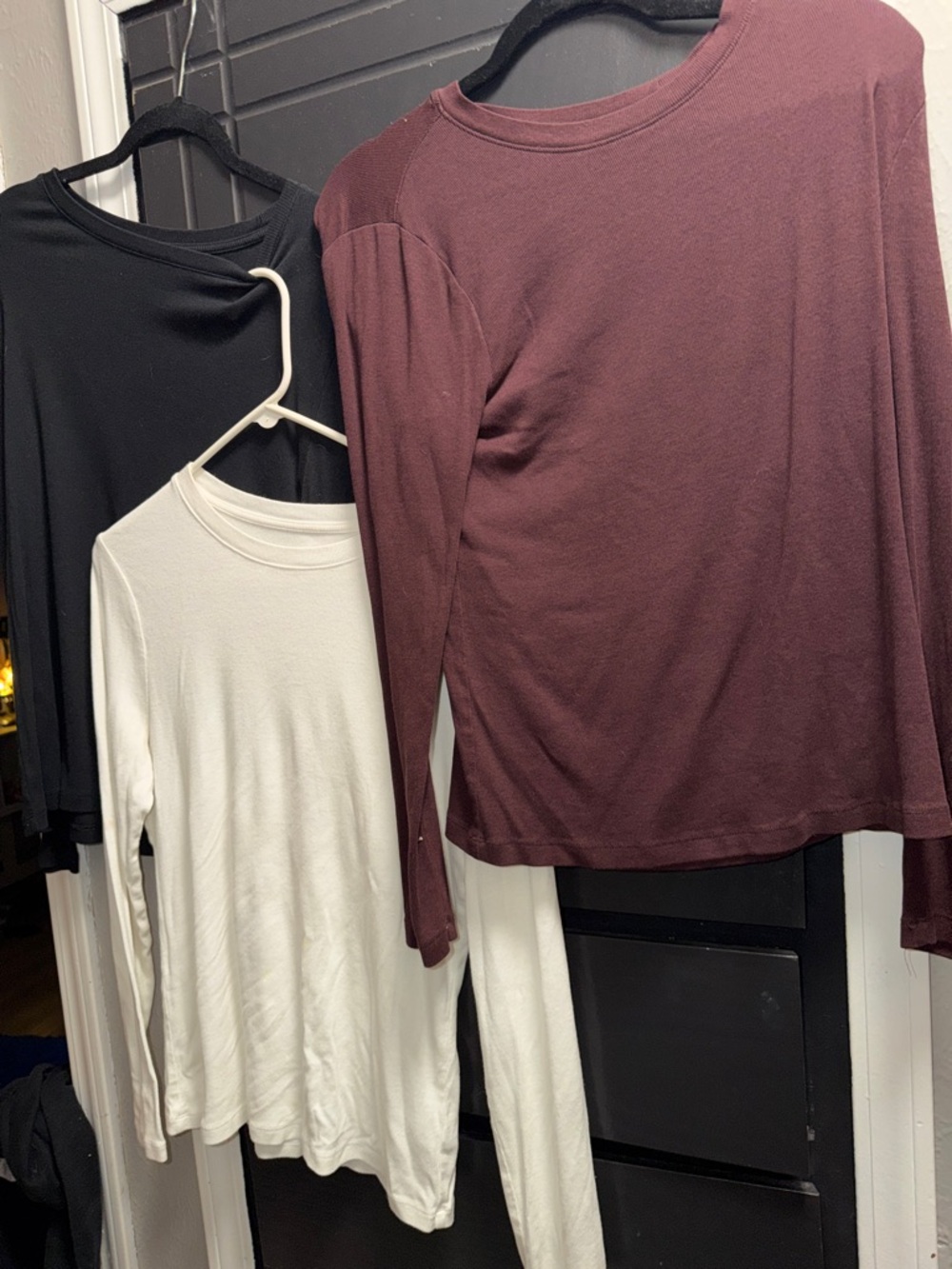 a new day GREAT CONDTION Long Sleeve Crewneck Top - Burgundy, Black, White bundl